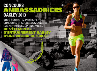 Votez pour votre Ambassadrice Oakley préférée… et vous pourriez gagner une garde-robe d’entraînement Oakley de 500$!!